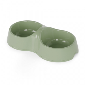Миска для кошек 0,2л двойная "Юта" оливковая (уп.34) М9049