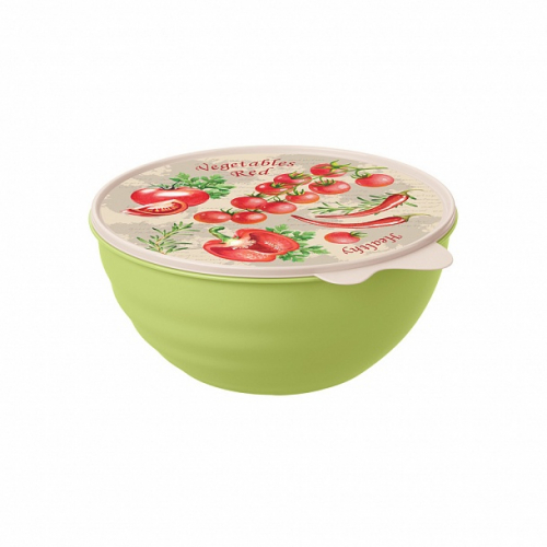 Миска с крышкой WAVE 0,85л с декором (уп.15) 32453