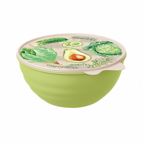 Миска с крышкой WAVE 1,55л с декором  (уп.12) 32452